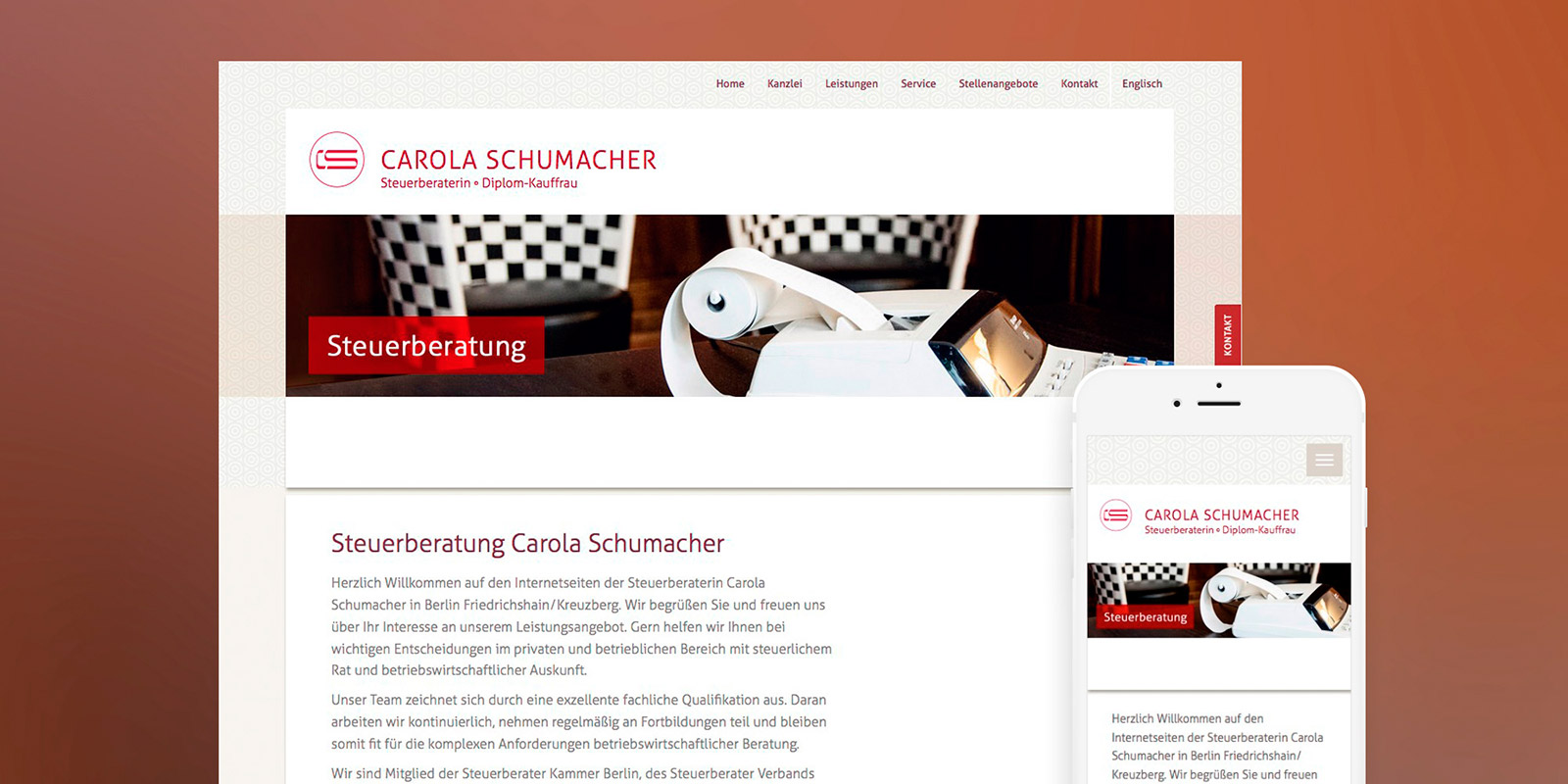 Carola Schumachers Website in verschiedenen Devices