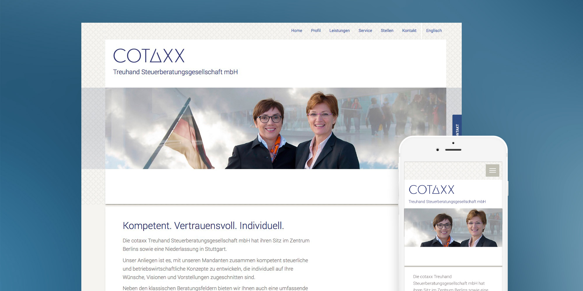 Die Website für Cotaxx auf verschiedenen Devices